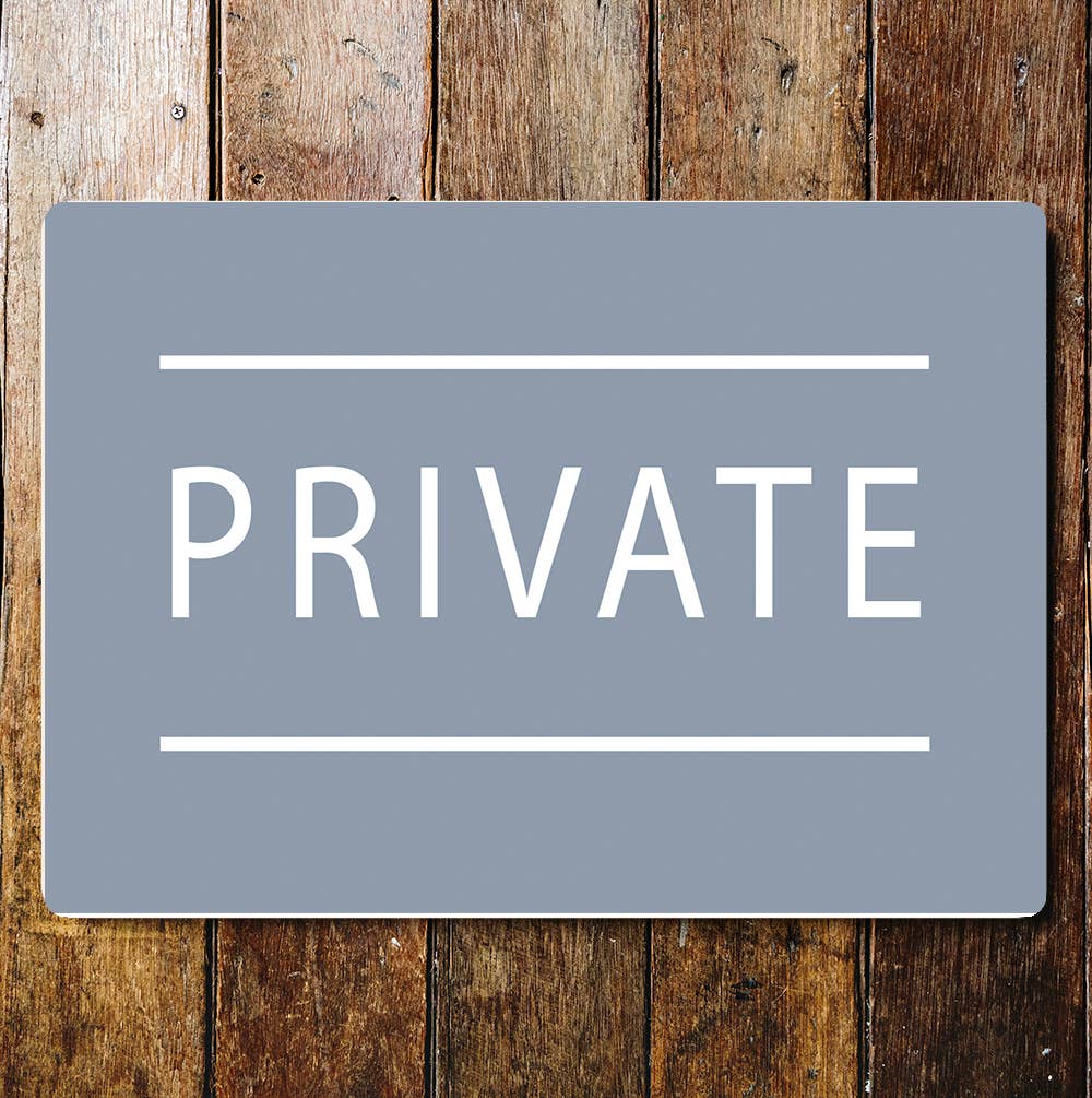 Private Sign Grey Plaque