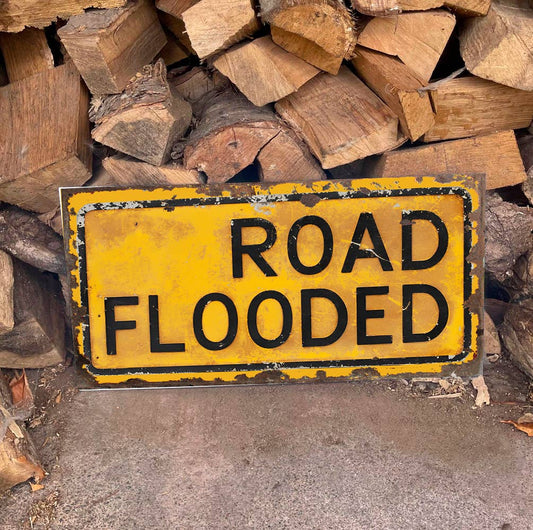 Road Flooded Yellow - | Metal Sign