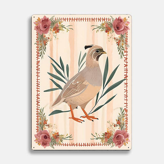 Quail Leaves scandinavian folk Metal Sign Plaque