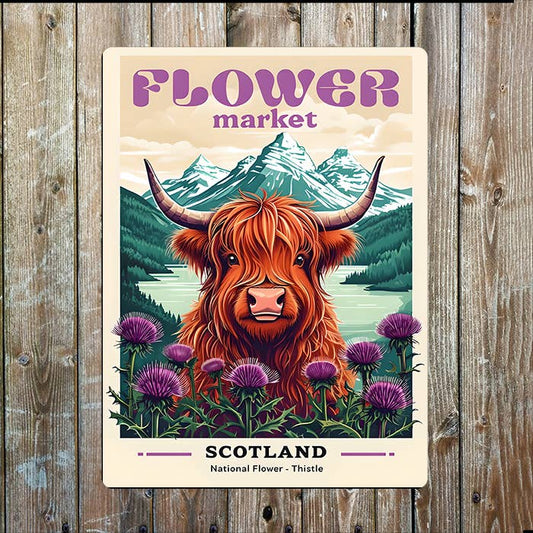 Flower Market Thistle Scottish, Scotland | Metal Sign Plaque