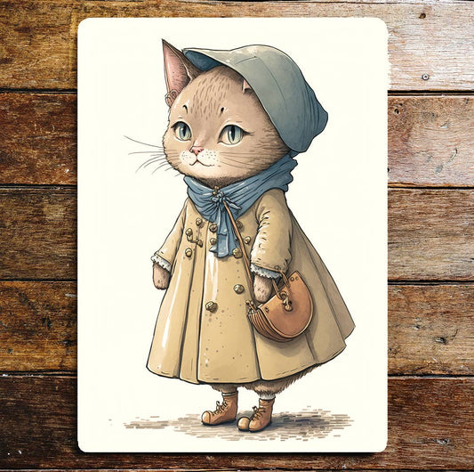 Cute Cat Girl Coat Hat Bag Shoes Ears | Metal Sign Plaque