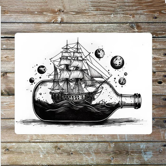 Bottle in ship Sea Nautical | Metal Sign Plaque