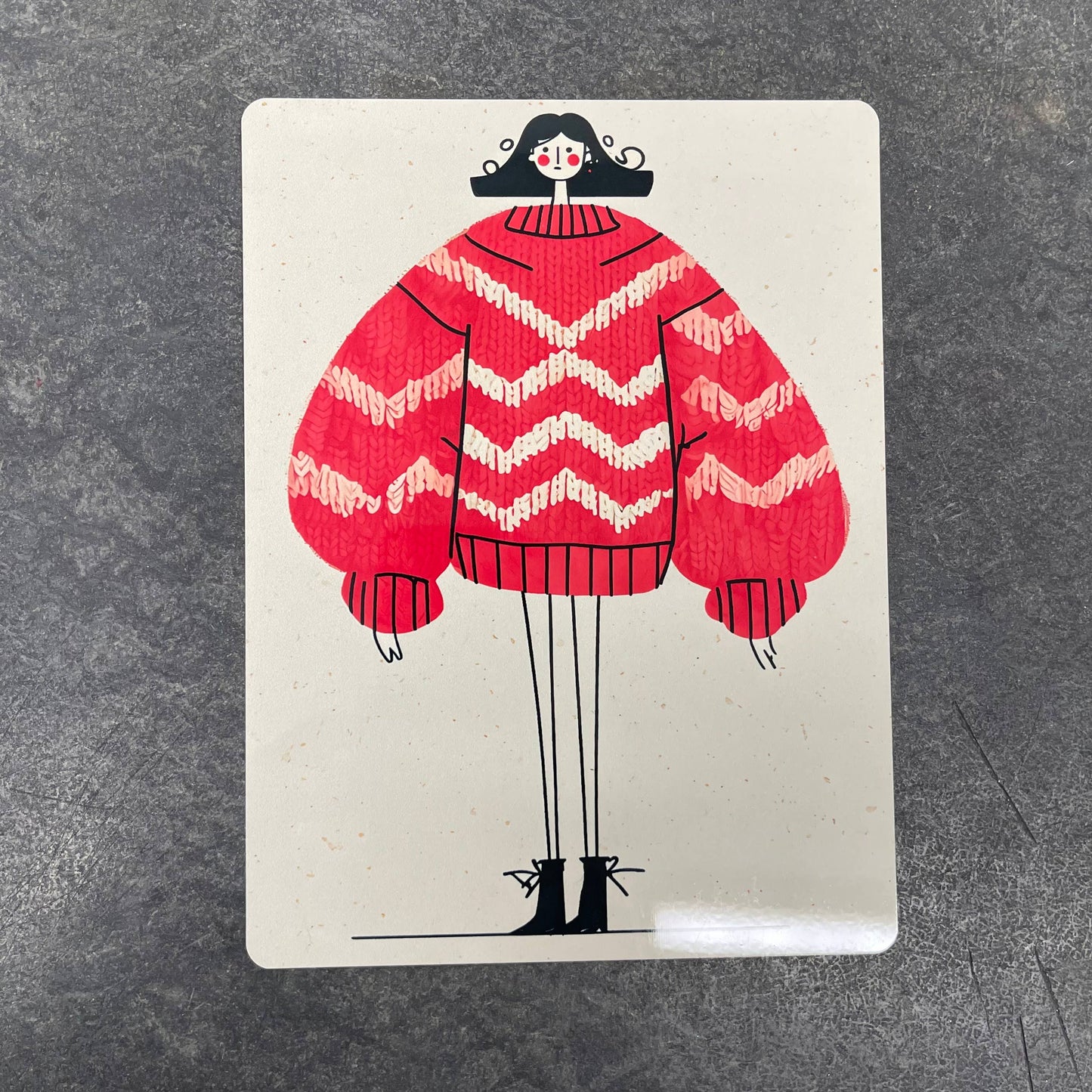 Women Stylish Oversized Red Sweater | Metal Sign Plaque