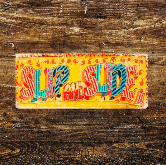slip slide fairground sign - | Metal Wall Sign