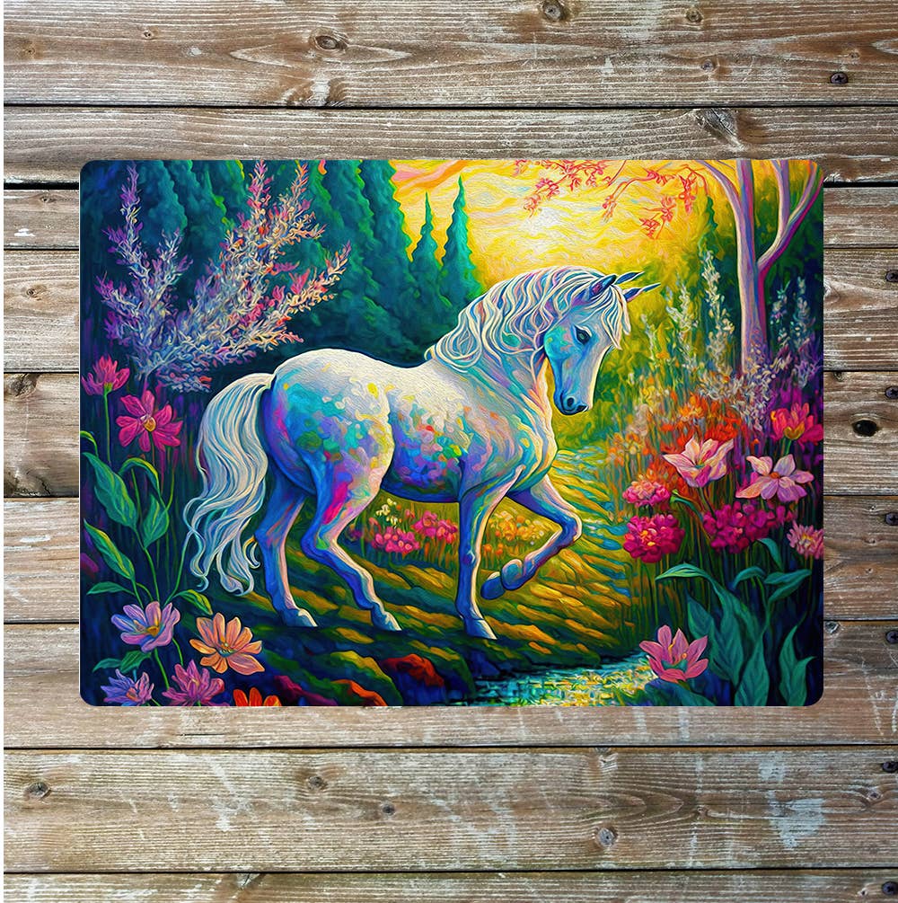 Rainbow Unicorn art Metal Sign Plaque