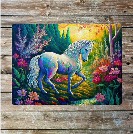 Rainbow Unicorn art Metal Sign Plaque