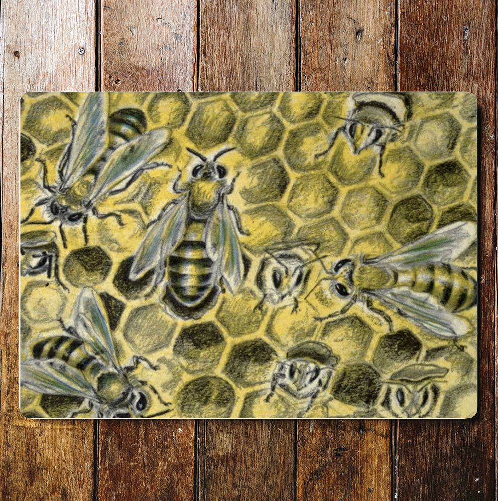 Life of the Bee Honeycomb Bees Working | Metal Sign Plaque