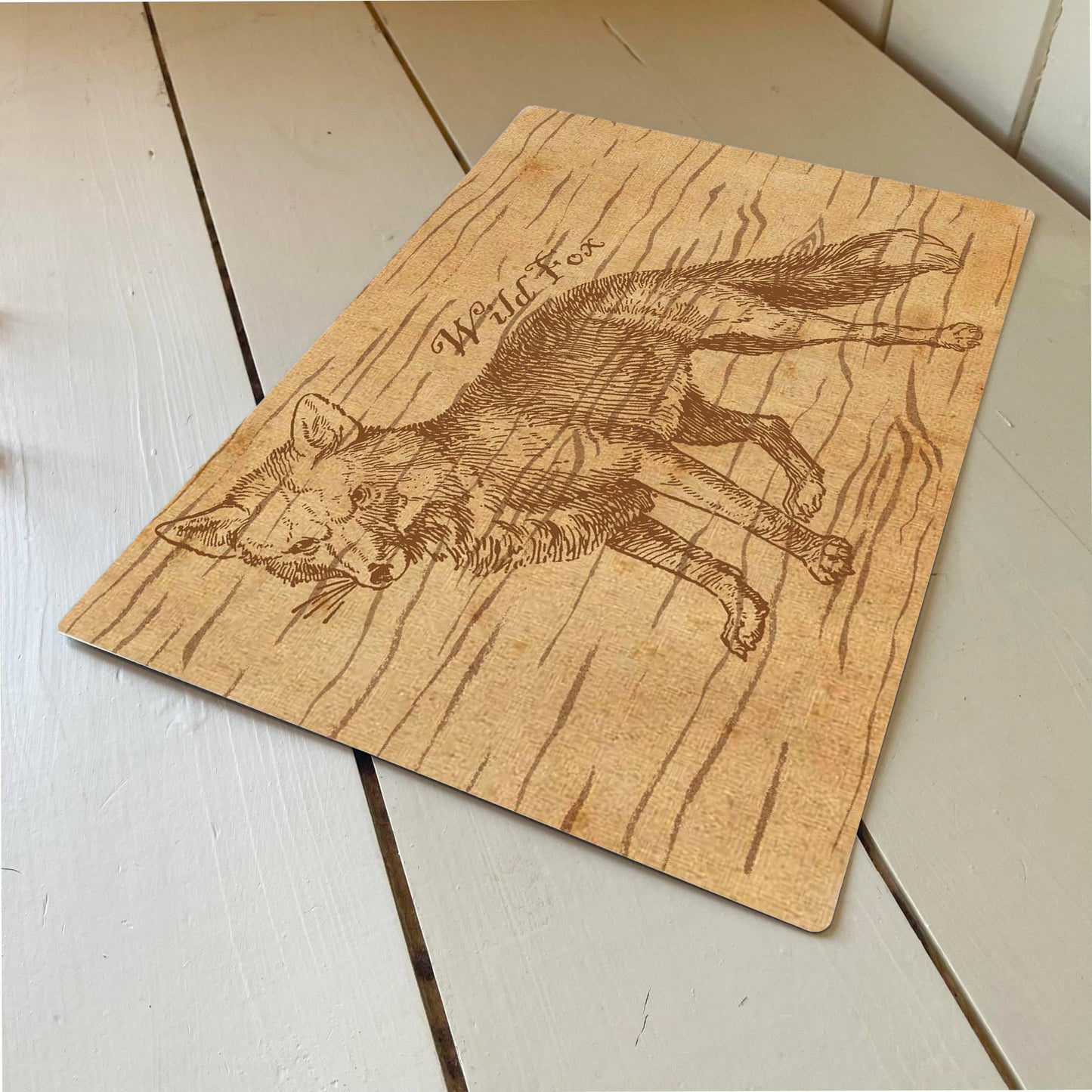 Wild Fox Wood Effect | Metal Botanical Wall Sign