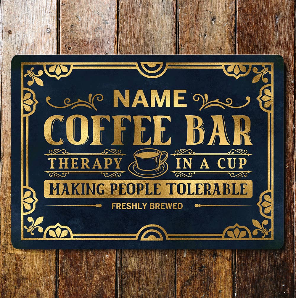 Coffee Bar Name Personalized Custom | Metal Wall Sign