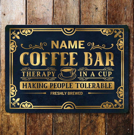 Coffee Bar Name Personalized Custom | Metal Wall Sign