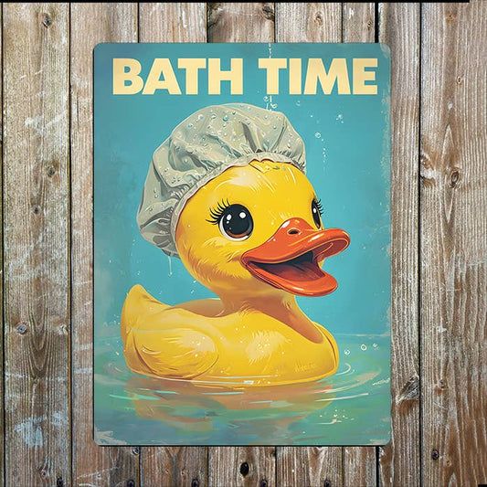 Bath Time Rubber Duck Vintage Retro | Metal Sign Plaque