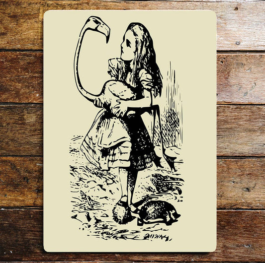 Alice in Wonderland Flamingo | Metal Wall Sign