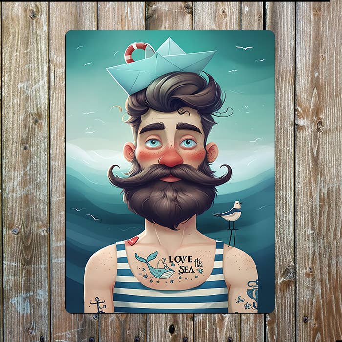 Love The Se Bearded Sailor Nautical | Metal Sign Plaque