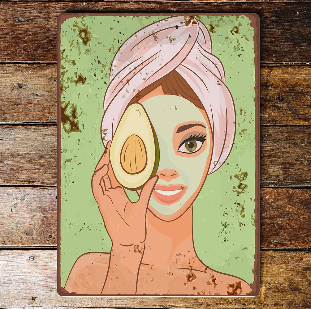Avocado Face Mask Pin Up Girl | Metal Wall Sign Plaque