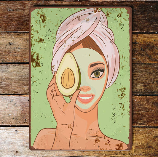 Avocado Face Mask Pin Up Girl | Metal Wall Sign Plaque