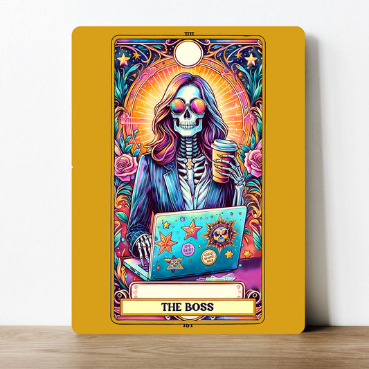 The Boss Skeleton Galaxy Tarot | Metal Sign Plaque