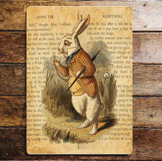 Wise Posh Rabbit Pocket Watch | Metal Sign Plaque