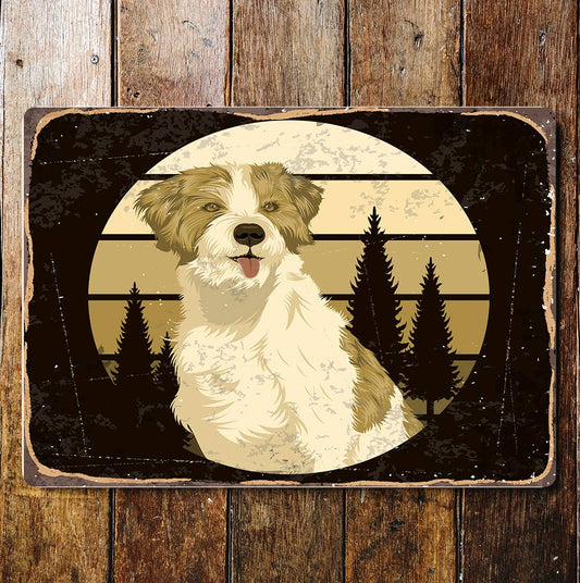 Retro dog outdoors sunset Metal Wall Sign Plaque