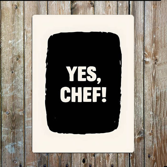 Minimalist Text Yes Chef | Metal Sign Plaque