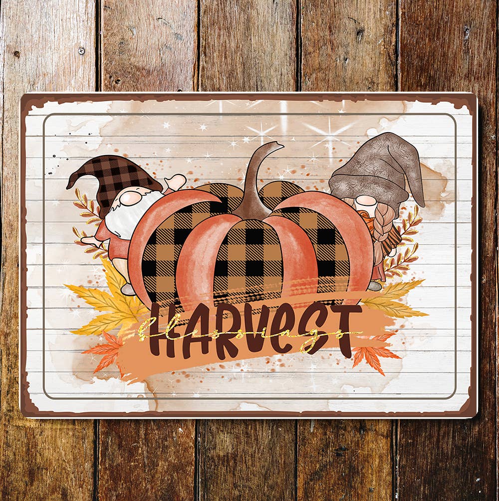 Harvest blessing gnome | Metal Wall Sign