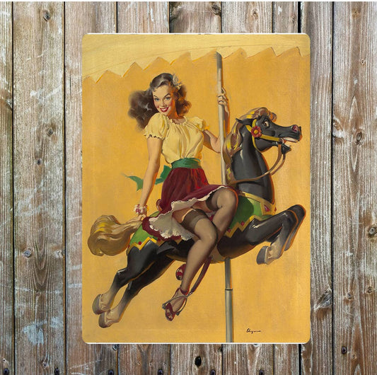 Pinup faire ground ride vintage Metal Sign Plaque