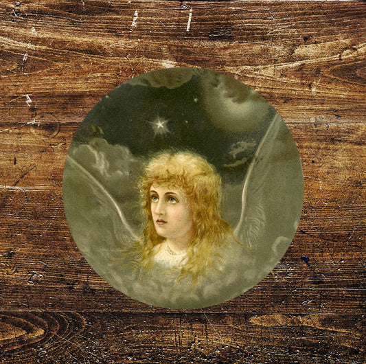 Vintage Christmas Eve angel Circle Metal Sign
