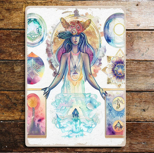 Bohemian spiritual figure wall art | Metal Sign Plaque