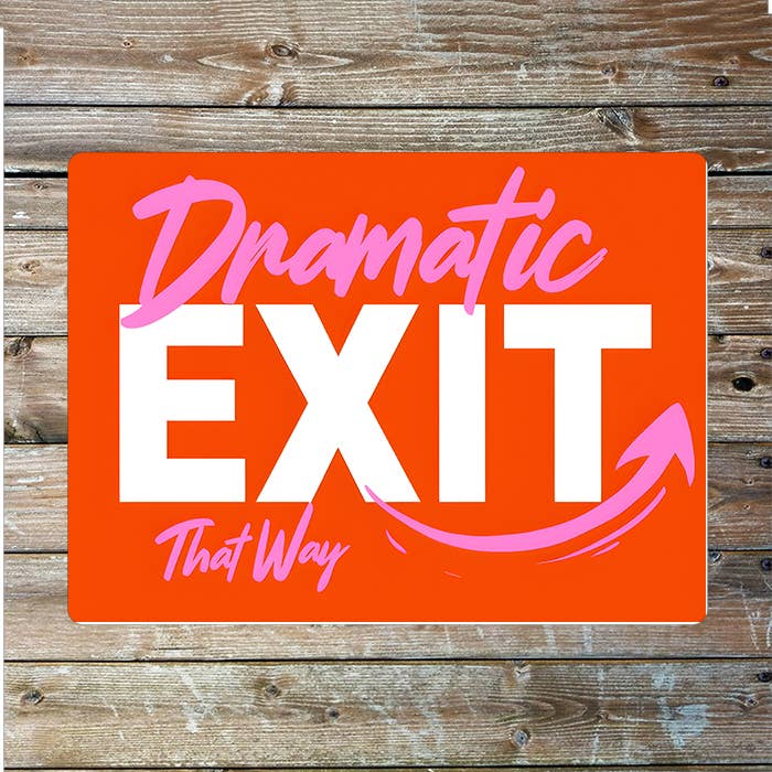 Dramatic Exit Red Arrow | Metal Sign Plaque