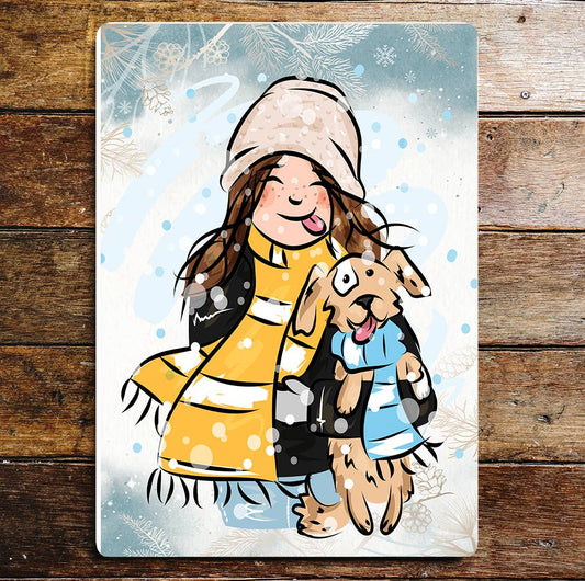 Person's Best Friend Winter Pet Art Metal Sign Plaque