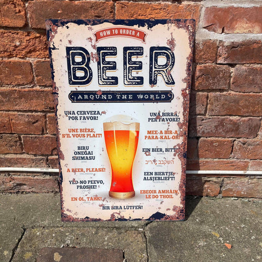 Order A Beer Around the world | Metal Wall Sign