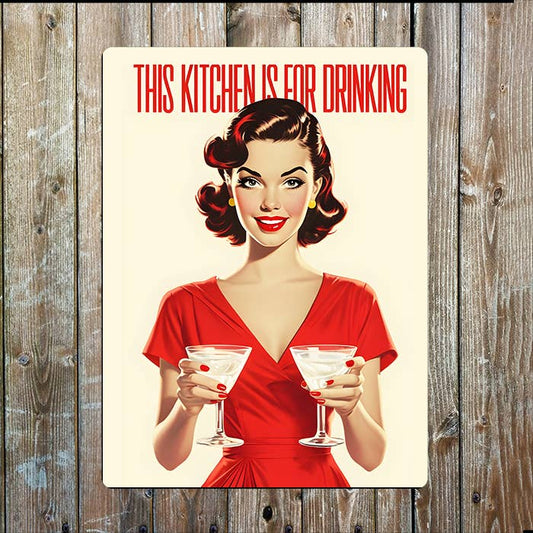 The Kitchen For Drinking Vintage Retro Metal Sign Plaque