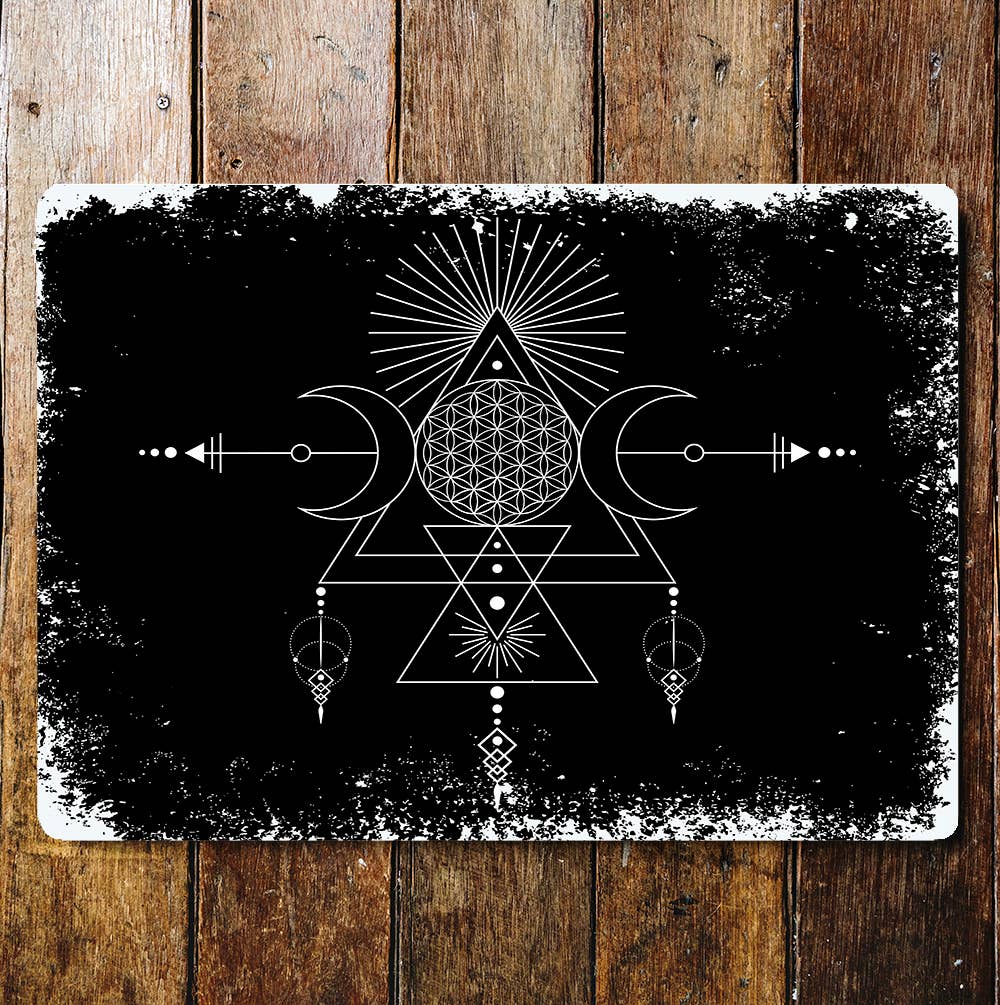 Triple goddess and flower of life | Metal Wall Sign Plaque