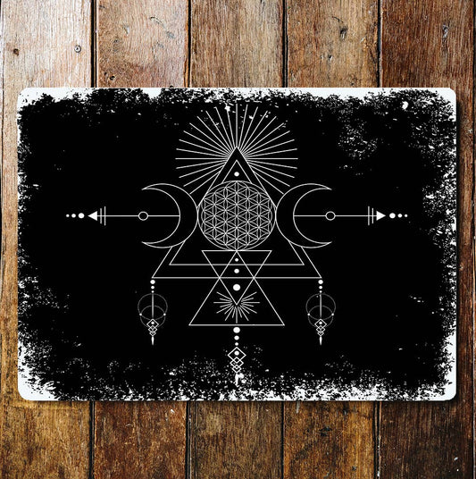 Triple goddess and flower of life | Metal Wall Sign Plaque