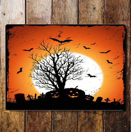 Happy Halloween moon | Metal Wall Sign Plaque