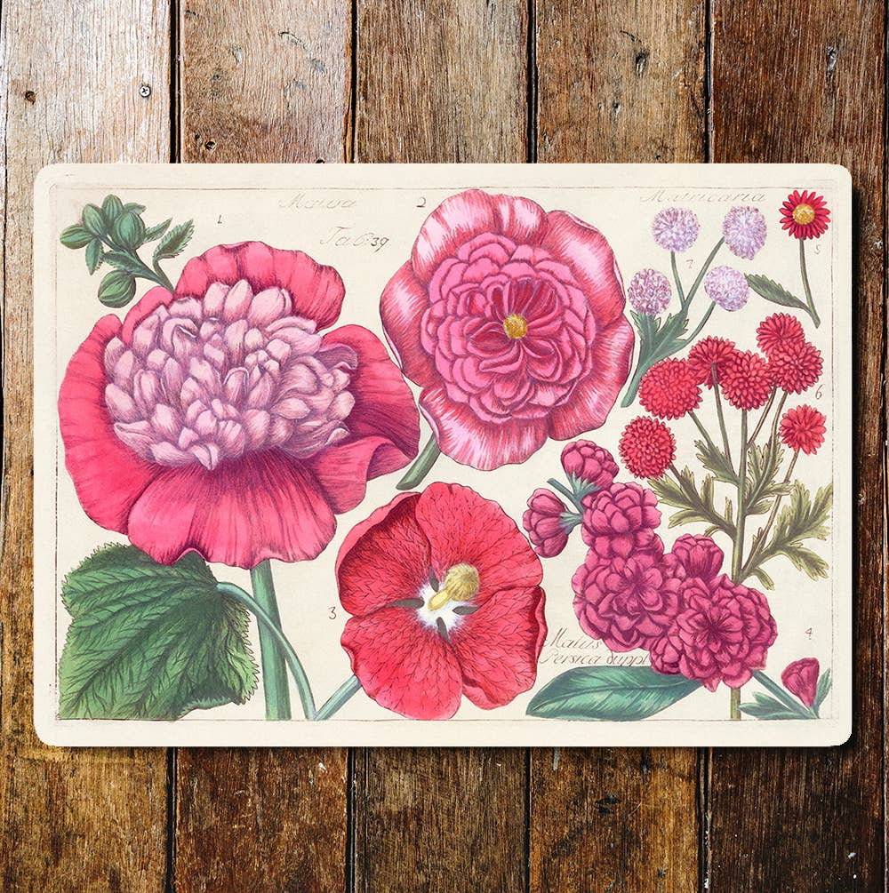 Pink Flower Assortment Metal Wall Sign Plaque