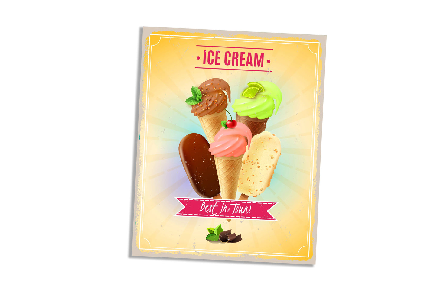 Ice Cream Best In Town | Metal Sign Humorous Plaque