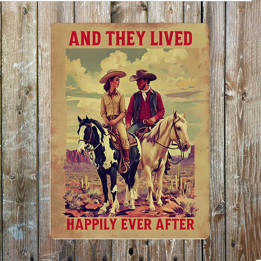 Lived Happily Ever After Cowboy Western | Metal Sign Plaque