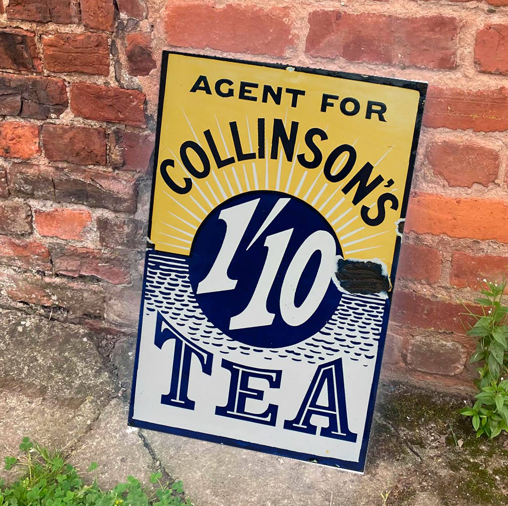 Agents For Collinson's Tea Blue Yellow | Metal Sign Plaque