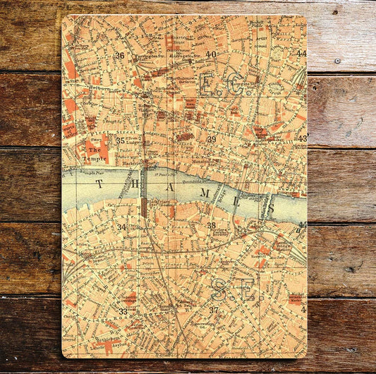Map London Thames River | Metal Sign Plaque