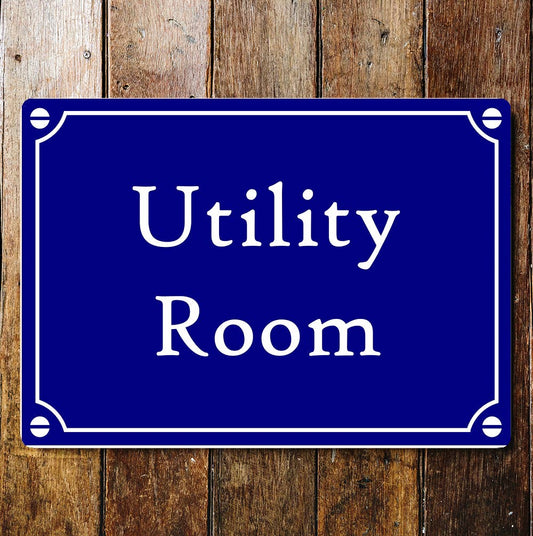 Utility Room Art Blue Sign Plaque