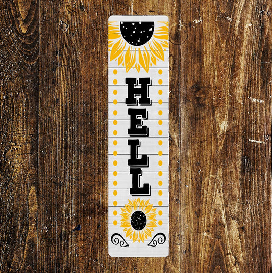 Hello Sunflower Sign Metal Long Sign Plaque
