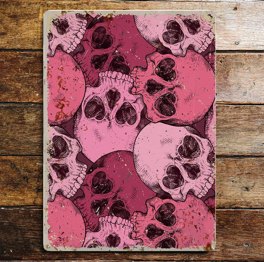 Heart Eyes Skulls | Metal Sign Plaque
