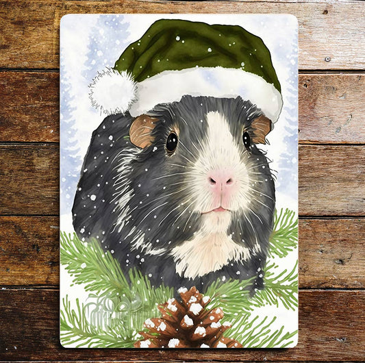 Christmas Pet Art Guinea Pig | Metal Sign Plaque