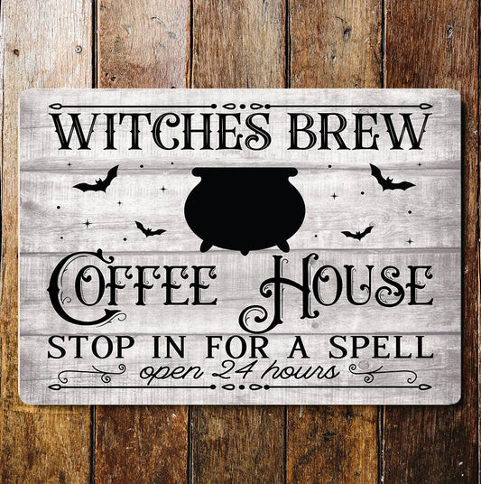 Witches Brew Coffee House Halloween | Metal Sign Plaque