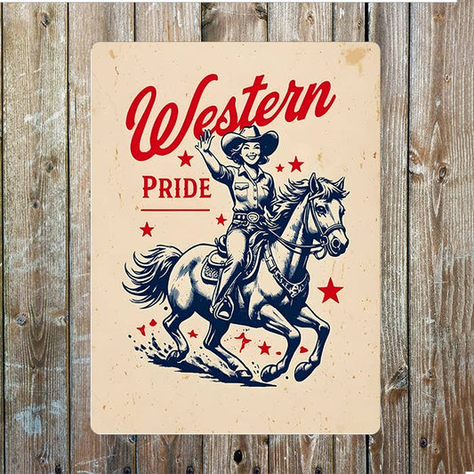 Pride Cowboy Western Metal Sign Plaque