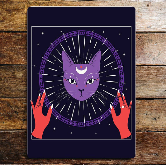 Moonchild Cat Witch Gypsy mystical | Metal Wall Sign Plaque