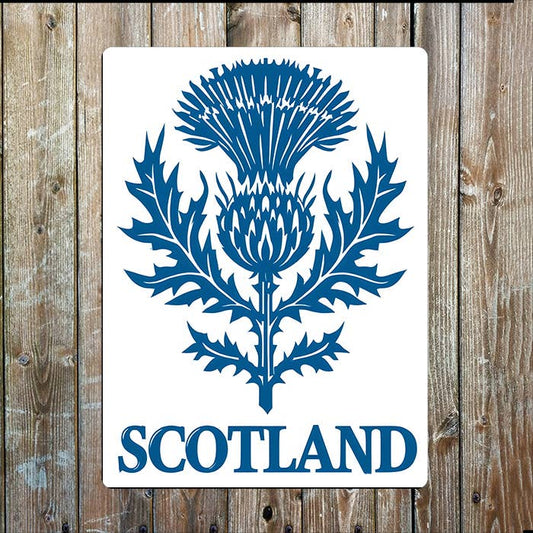 Blue Thistle Emblem | Scottish Scotland | Metal Sign Plaque