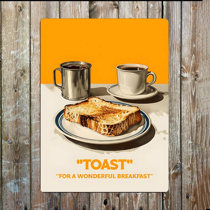 Toast For A Wonderful Breakfast Retro Metal Sign Plaque