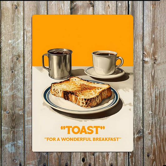 Toast For A Wonderful Breakfast Retro Metal Sign Plaque