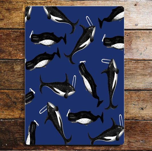 Whale Pattern Nautical Sea Life | Metal Movie Wall Sign